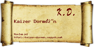 Kaizer Dormán névjegykártya